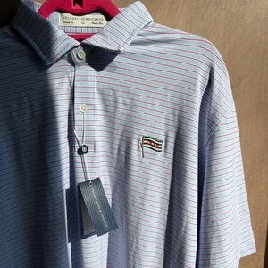 *NWT* Holderness & Bourne Collared Golf Polo in Light Blue w/ Red Stripes